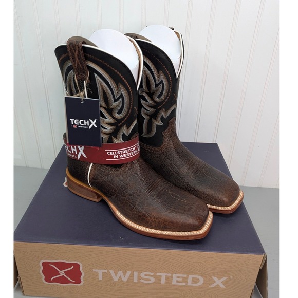 Twisted Elephant Print Antique Tech Boots Size 9D Cowboy Western 11